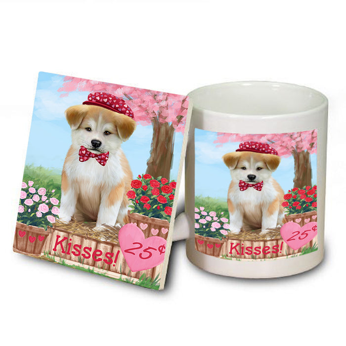 Rosie 25 Cent Kisses Akita Dog Mug and Coaster Set MUC55752