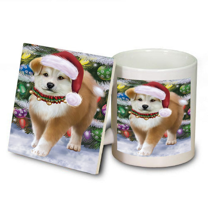 Trotting in the Snow Akita Dog Mug and Coaster Set MUC54546