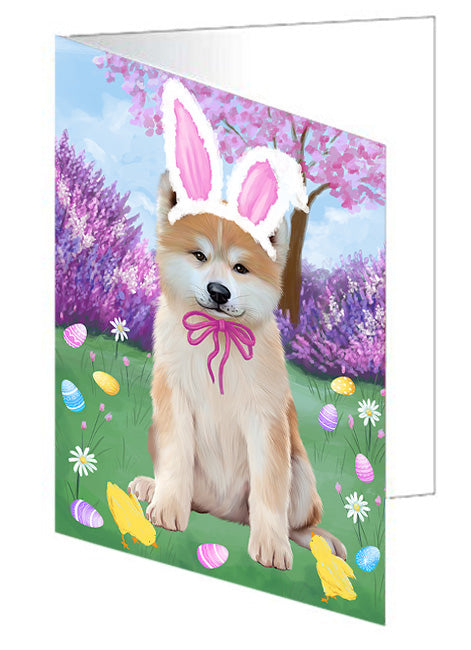 Easter Holiday Akita Dog Handmade Artwork Assorted Pets Greeting Cards and Note Cards with Envelopes for All Occasions and Holiday Seasons GCD76100