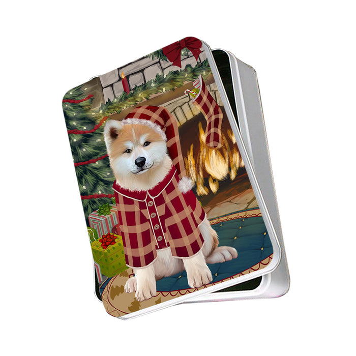 The Stocking was Hung Akita Dog Photo Storage Tin PITN55097
