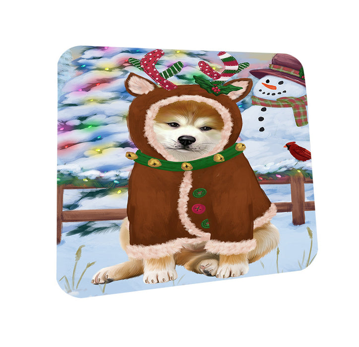 Christmas Gingerbread House Candyfest Akita Dog Coasters Set of 4 CST56085