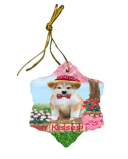 Rosie 25 Cent Kisses Akita Dog Star Porcelain Ornament SPOR56116