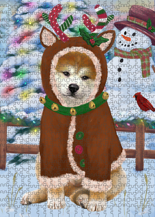 Christmas Gingerbread House Candyfest Akita Dog Puzzle with Photo Tin PUZL92708