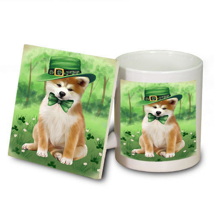 St. Patricks Day Irish Portrait Akita Dog Mug and Coaster Set MUC56958