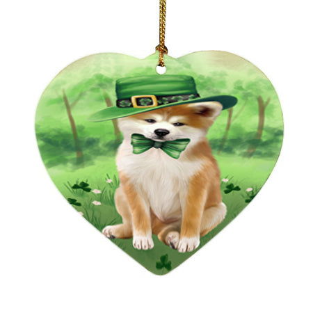 St. Patricks Day Irish Portrait Akita Dog Heart Christmas Ornament HPOR57906