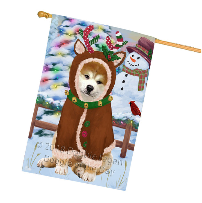 Christmas Gingerbread House Candyfest Akita Dog House Flag FLG56811