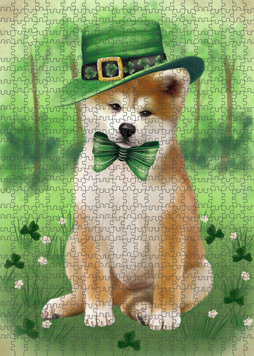 St. Patricks Day Irish Portrait Akita Dog Portrait Jigsaw Puzzle for Adults Animal Interlocking Puzzle Game Unique Gift for Dog Lover's with Metal Tin Box PZL009