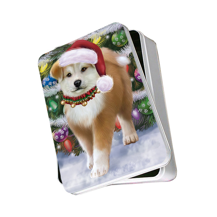 Trotting in the Snow Akita Dog Photo Storage Tin PITN54497