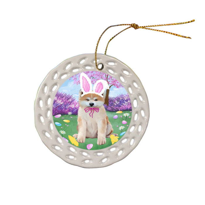 Easter Holiday Akita Dog Ceramic Doily Ornament DPOR57263