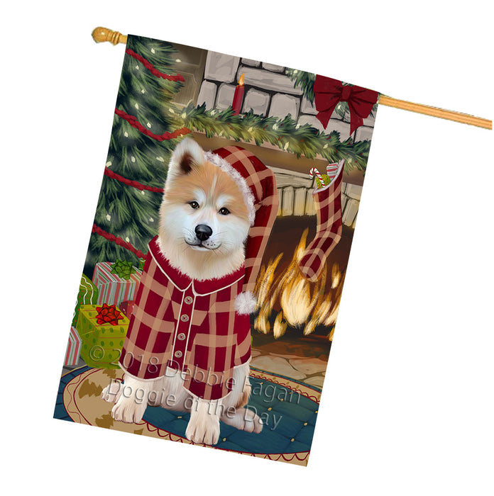 The Stocking was Hung Akita Dog House Flag FLG55583