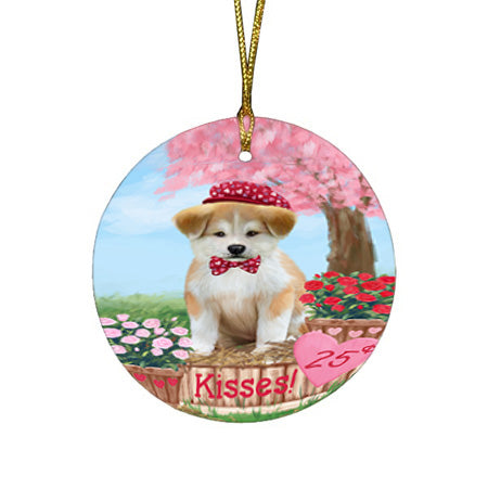 Rosie 25 Cent Kisses Akita Dog Round Flat Christmas Ornament RFPOR56116