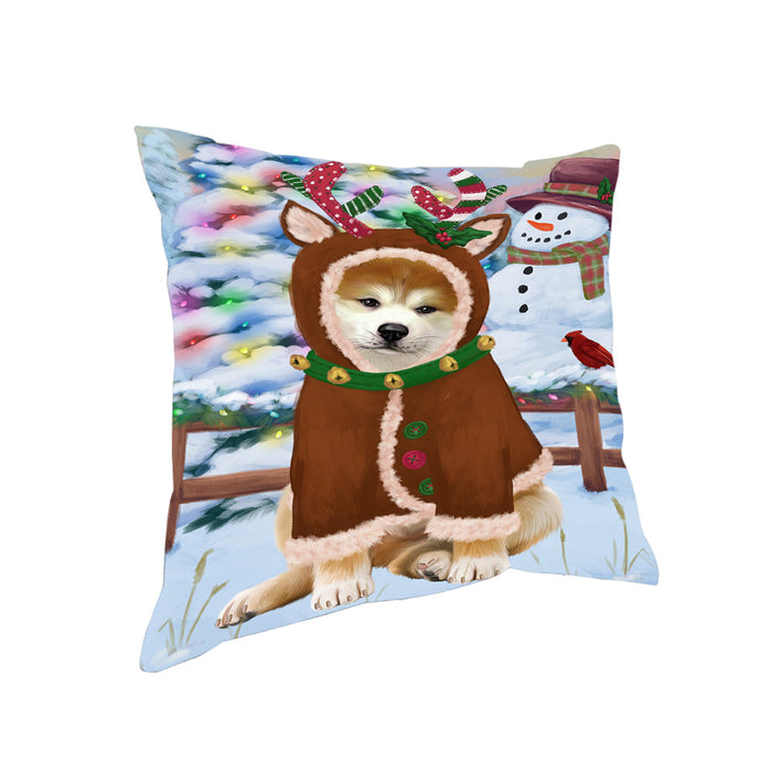 Christmas Gingerbread House Candyfest Akita Dog Pillow PIL78800