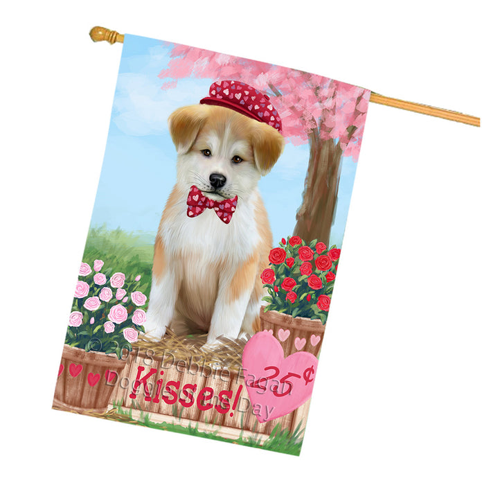 Rosie 25 Cent Kisses Akita Dog House Flag FLG56444