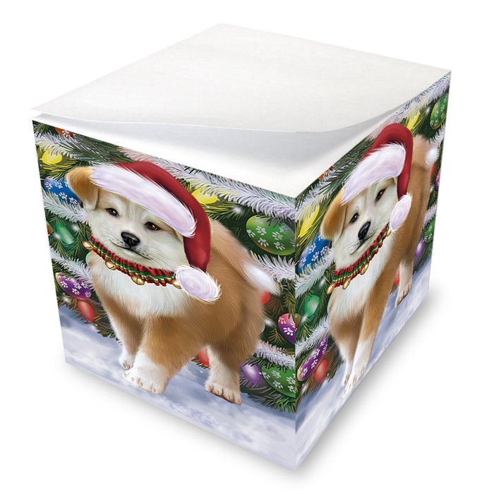 Trotting in the Snow Akita Dog Note Cube NOC56200