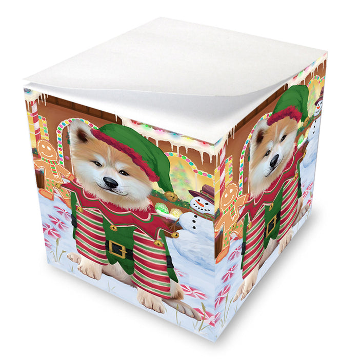 Christmas Gingerbread House Candyfest Akita Dog Note Cube NOC54200