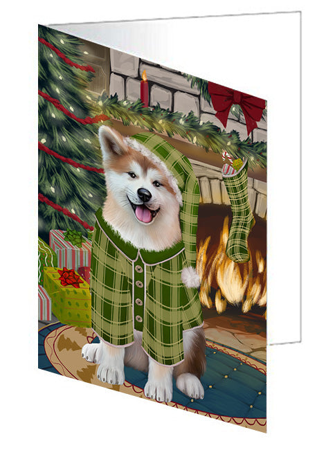 The Stocking was Hung Maine Coon Cat Handmade Artwork Assorted Pets Greeting Cards and Note Cards with Envelopes for All Occasions and Holiday Seasons GCD70583