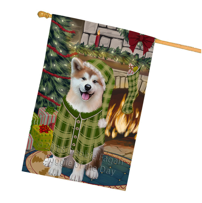 The Stocking was Hung Akita Dog House Flag FLG55584