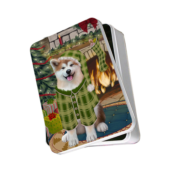 The Stocking was Hung Akita Dog Photo Storage Tin PITN55098