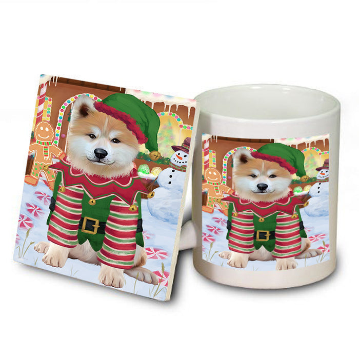 Christmas Gingerbread House Candyfest Akita Dog Mug and Coaster Set MUC56120