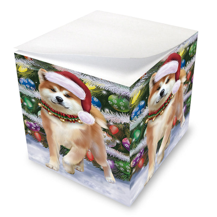 Trotting in the Snow Akita Dog Note Cube NOC56201