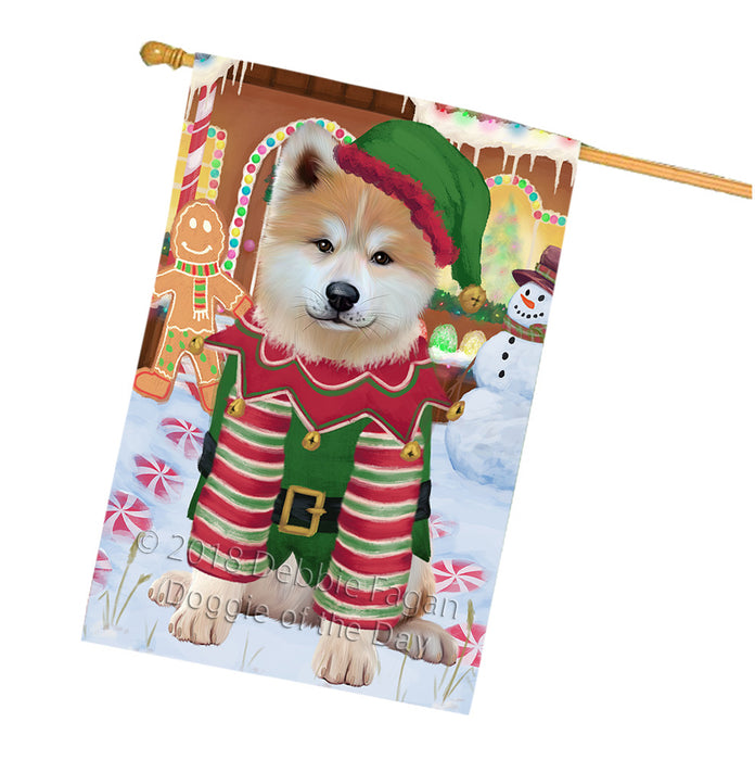 Christmas Gingerbread House Candyfest Akita Dog House Flag FLG56812