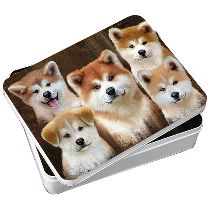 Rustic 5 Akita Dog Photo Storage Tin PITN54066