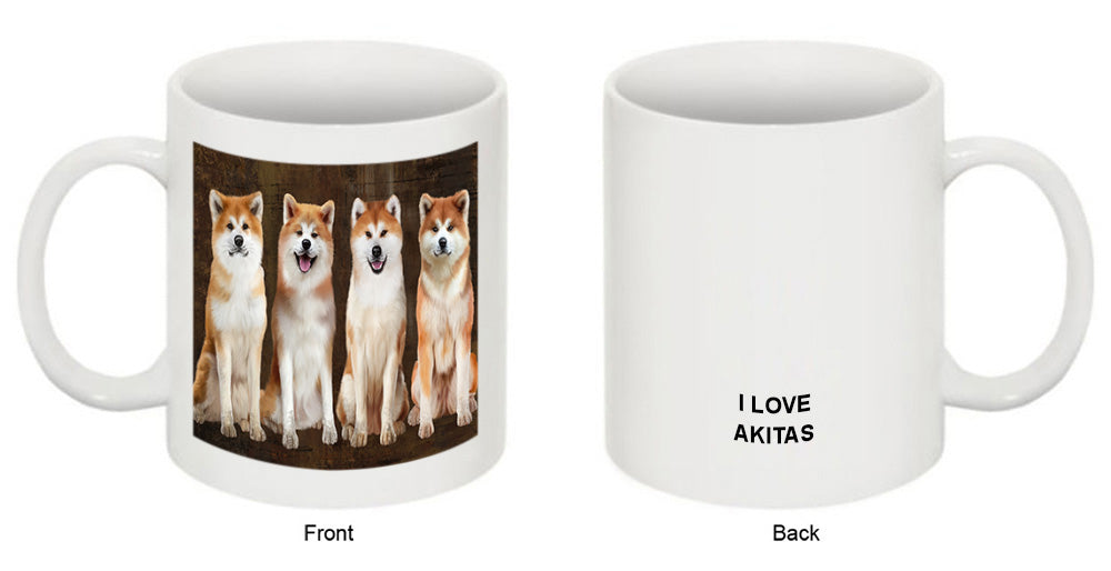 Rustic 4 Akitas Dog Coffee Mug MUG49750