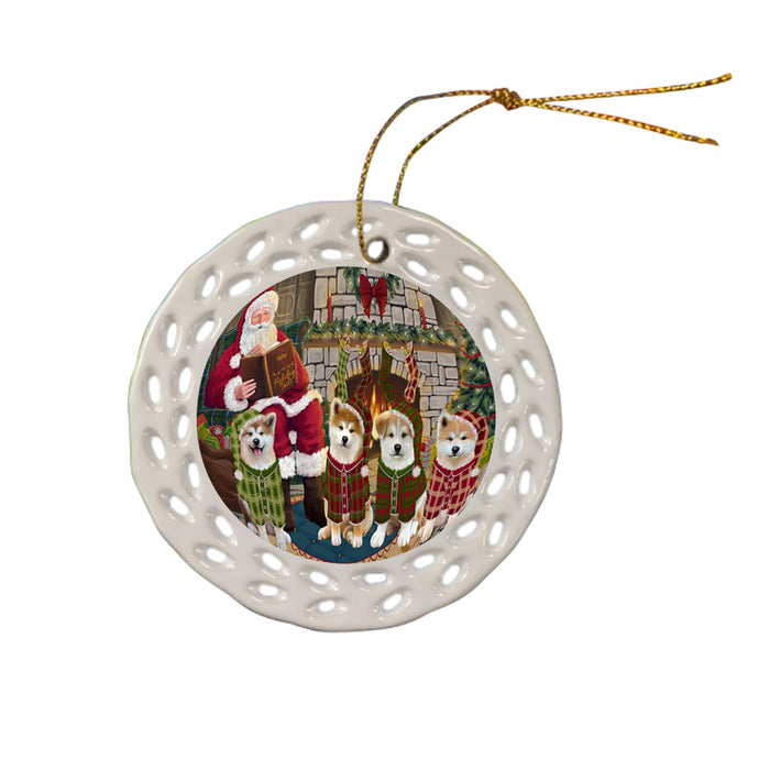 Christmas Cozy Holiday Tails Akitas Dog Ceramic Doily Ornament DPOR55442