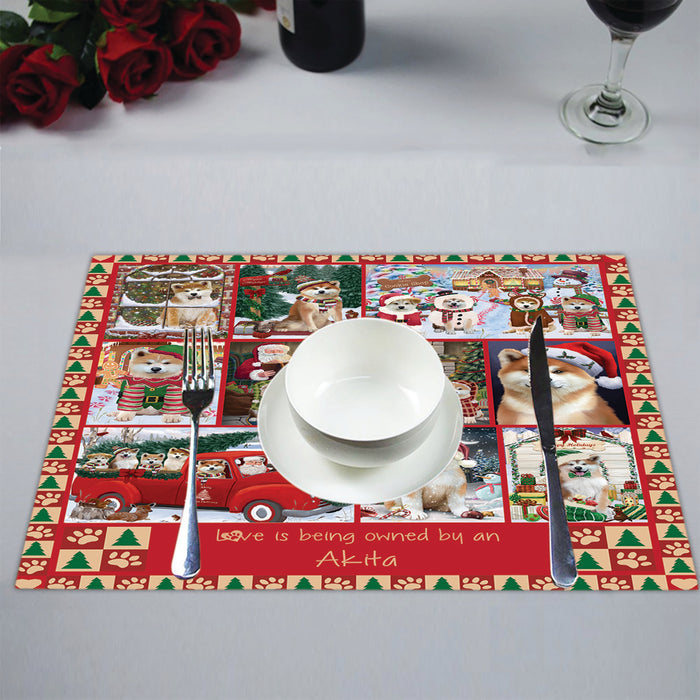 Love is Being Owned Christmas Akita Dogs Placemat