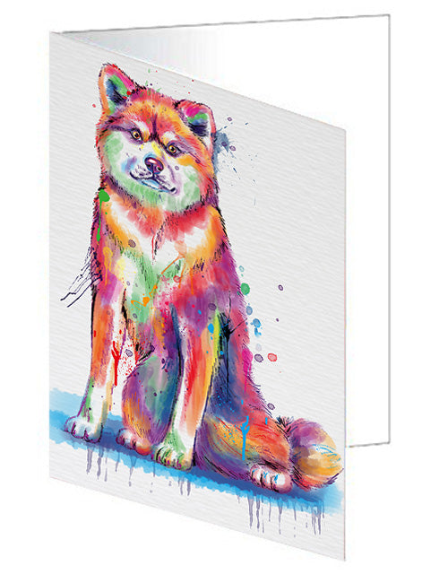 Watercolor Akita Dog Handmade Artwork Assorted Pets Greeting Cards and Note Cards with Envelopes for All Occasions and Holiday Seasons GCD77021