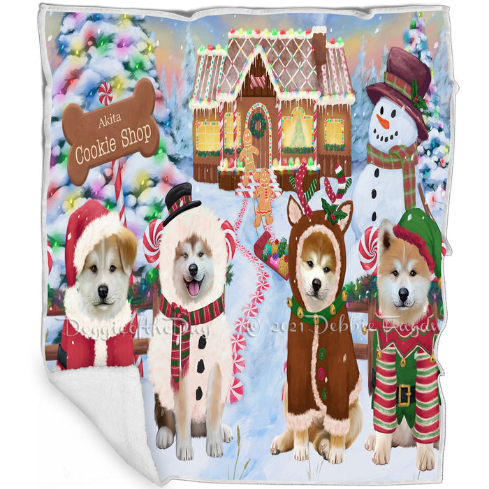 Holiday Gingerbread Cookie Shop Akitas Dog Blanket BLNKT124248