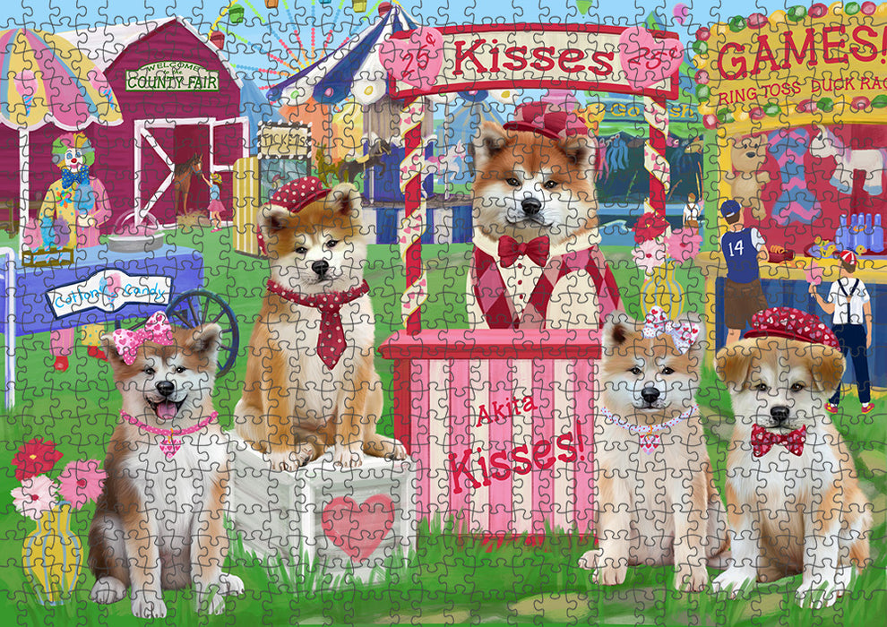 Carnival Kissing Booth Akitas Dog Puzzle with Photo Tin PUZL91288