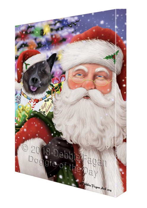 Santa Carrying Akita Dog and Christmas Presents Canvas Print Wall Art Décor CVS119204