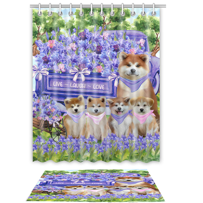 Akita Shower Curtain & Bath Mat Set - Explore a Variety of Personalized Designs - Custom Rug and Curtains with hooks for Bathroom Decor - Pet and Dog Lovers Gift