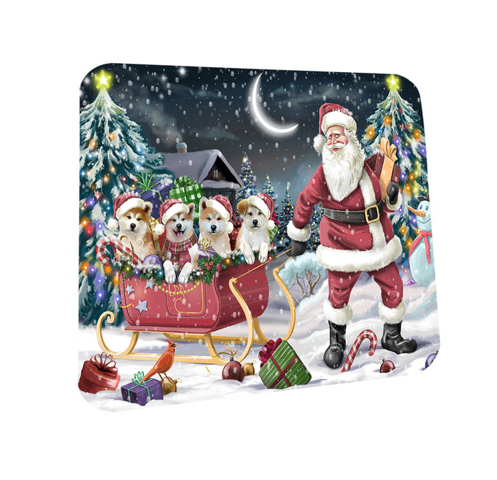 Santa Sled Dogs Christmas Happy Holidays Akitas Dog Coasters Set of 4 CST51669