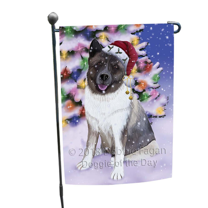Winterland Wonderland Akita Dog In Christmas Holiday Scenic Background Garden Flag GFLG55968