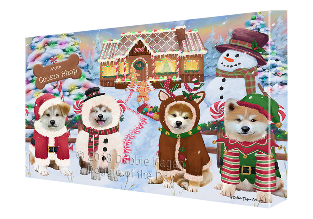 Holiday Gingerbread Cookie Shop Akitas Dog Canvas Print Wall Art Décor CVS127052