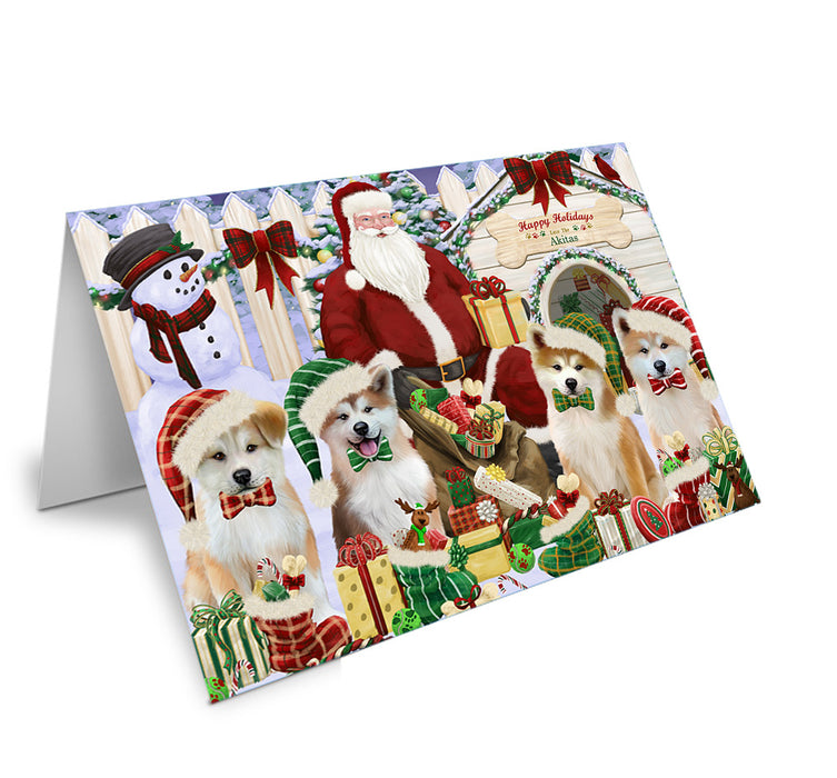 Christmas Dog House Akitas Dog Handmade Artwork Assorted Pets Greeting Cards and Note Cards with Envelopes for All Occasions and Holiday Seasons GCD61808