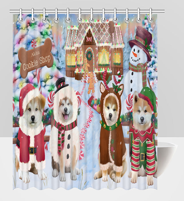 Holiday Gingerbread Cookie Akita Dogs Shower Curtain