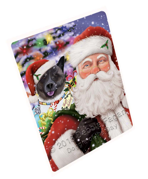 Santa Carrying Akita Dog and Christmas Presents Cutting Board C71562