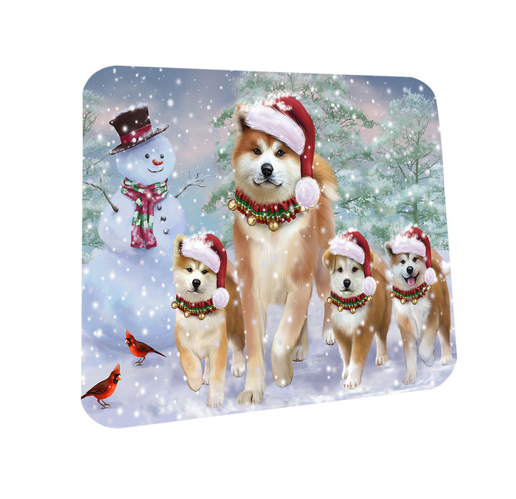 Christmas Running Family Dogs Akitas Dog Coasters Set of 4 CST54174