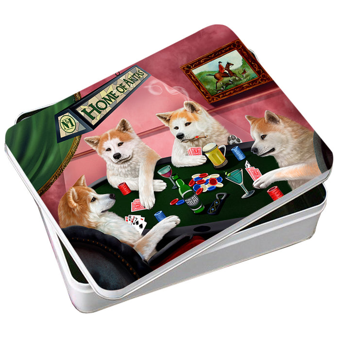 Home of Akita 4 Dogs Playing Poker Photo Storage Tin PITN54287