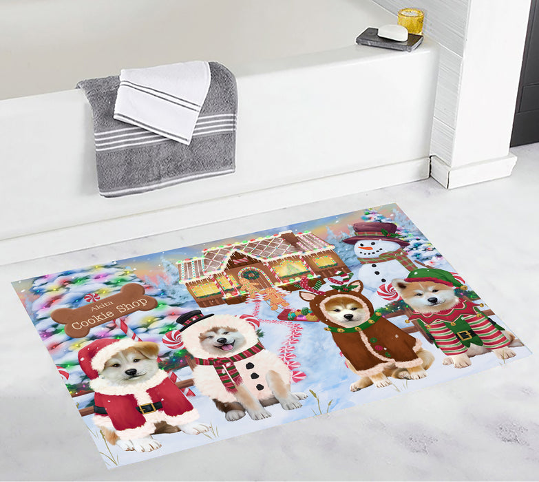 Holiday Gingerbread Cookie Akita Dogs Bath Mat