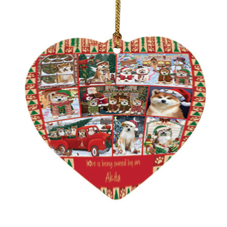 Love is Being Owned Christmas Akita Dogs Heart Christmas Ornament HPOR57814