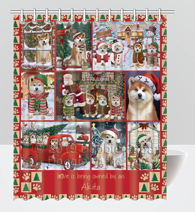 Love is Being Owned Christmas Akita Dogs Shower Curtain
