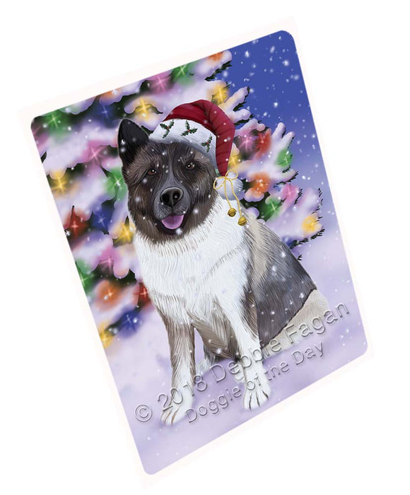 Winterland Wonderland Akita Dog In Christmas Holiday Scenic Background Large Refrigerator / Dishwasher Magnet RMAG96318