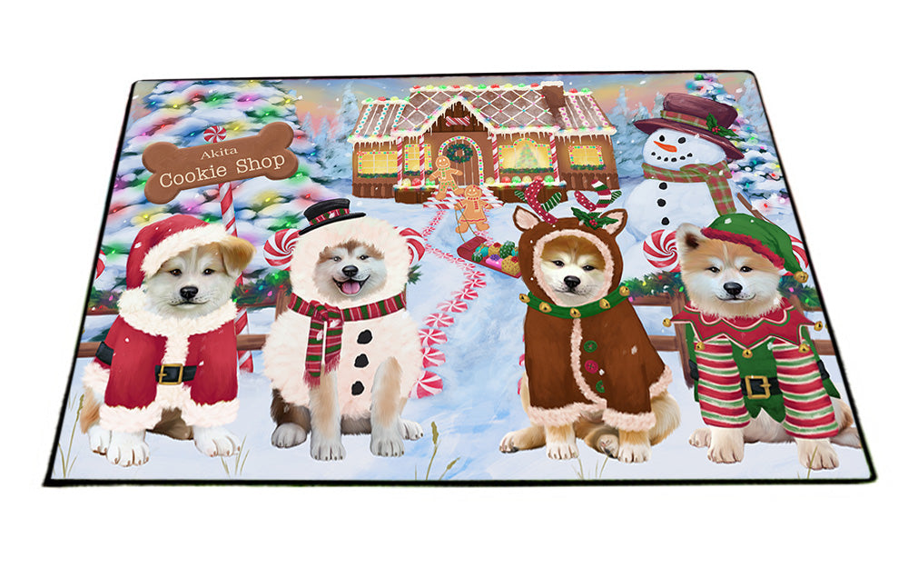 Holiday Gingerbread Cookie Shop Akitas Dog Floormat FLMS53100