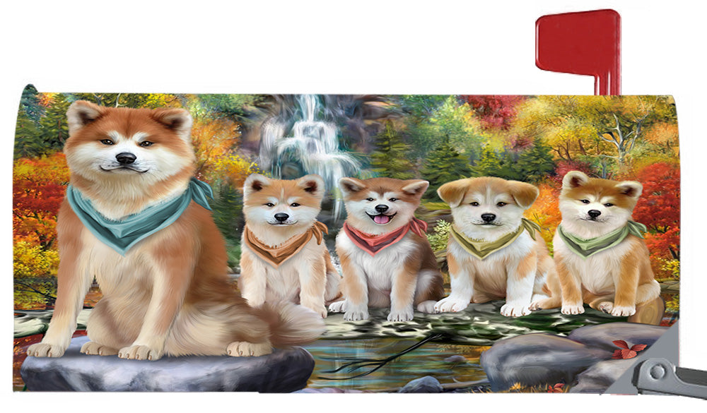 Scenic Waterfall Akita Dogs Magnetic Mailbox Cover MBC48694