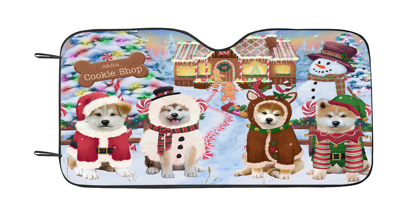 Holiday Gingerbread Cookie Akita Dogs Car Sun Shade