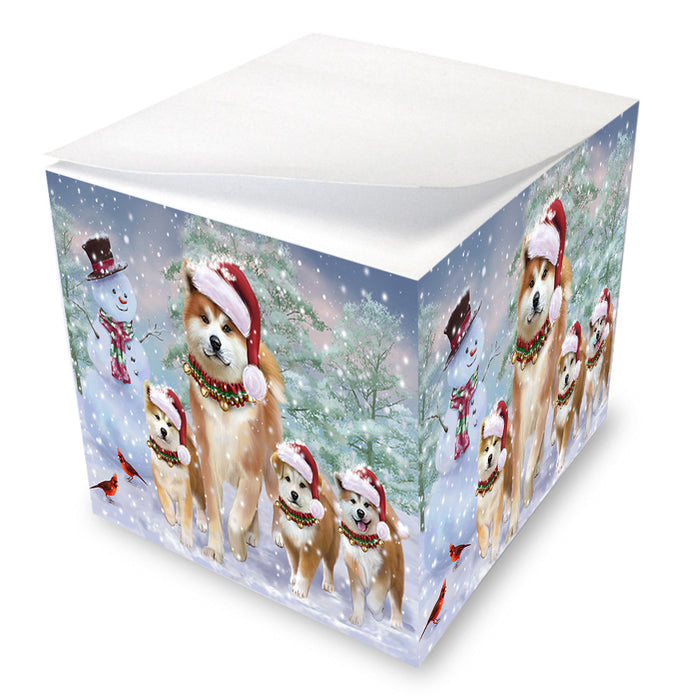 Christmas Running Family Dogs Akitas Dog Note Cube NOC55862